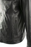 Xelement XS1025 Men’s 'Cross Rake' Black Snap Front Leather Shirt Jacket with Removable Hoodie