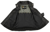 Xelement XS1028 Women's 'Dita' Black Motorcycle Leather Vest with Riveted Lapel Collar