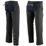 Xelement XS15000 Men's 'Tedious' Flat Black Leather Motorcycle Biker Chaps with Jean Pockets