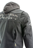 Xelement XS1704 Men’s 'Vengeance' Black Armored Textile Motorcycle Jacket with Skull Embroidery