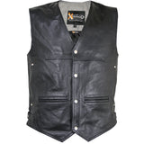 Xelement XS1927 Men's 'Road King' Black Motorcycle Leather Biker Vest