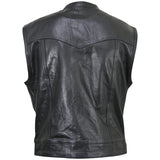 Xelement XS1937 Men's 'Quick Draw' Black Leather Motorcycle Biker Rider Vest