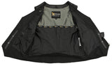 Xelement XS24002 Women's 'Bling' Black Leather V-Neck Motorcycle Rider Vest with Rhinestone Bling Detail