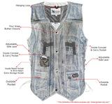 Xelement XS3540 Men's 'Wreck' Distressed Brown Multi-Pocket Motorcycle Biker Rider Leather Vest