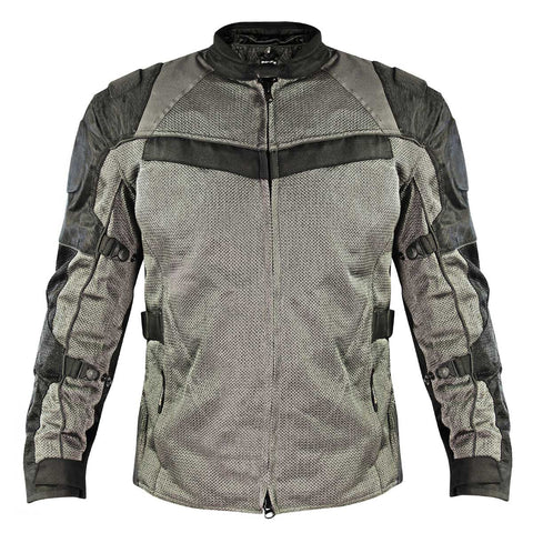 Xelement XS8162 Men's 'Venture' All Season Black with Grey Tri-Tex and Mesh Motorcycle Jacket with X-Armor