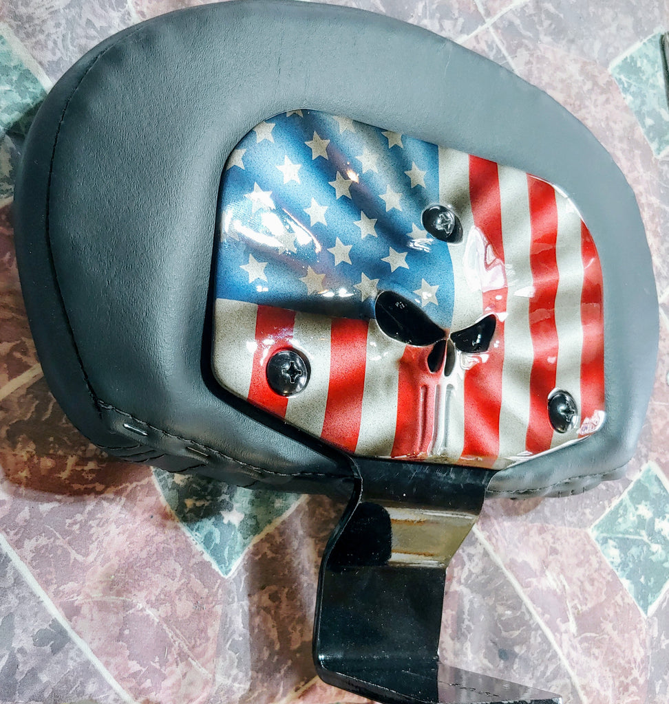 Custom Harley backrest plate with punisher stretching through – Brock ...
