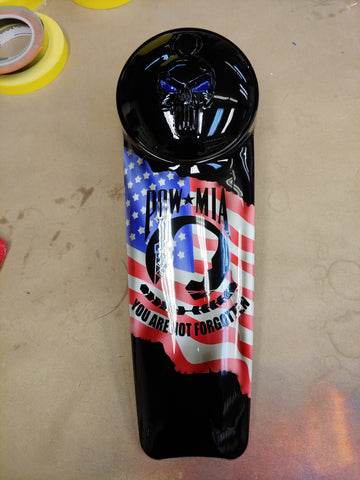 Harley Davidson Punisher und amerikanische Flaggenkonsole