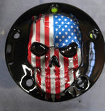 Points and Derby cover set with Skull with American flag gloss black background