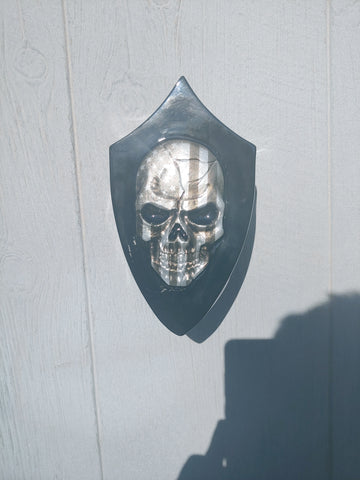 3D skull with tattered American flag with LED light