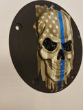 Thin blue line American Flag skull Harley Derby  Cover