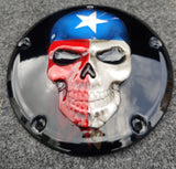 Texas flag gloss black background Harley Derby Cover