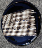 Tattered American Flag with US Army Veteran Harley derby cover