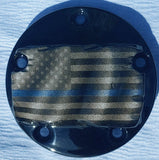 Tattered Thin Blue Line American flag points cover