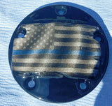 Tattered Thin Blue Line derby cover and points cover