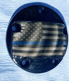 Tattered Thin Blue Line American flag points cover