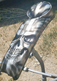 silver and black American flag skull harley console