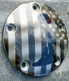 Soldier's cross and American flag Harley points cover