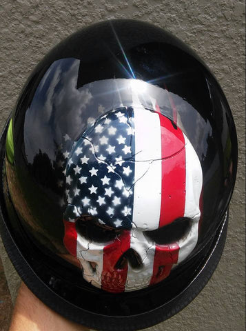 Harley American Flag skull Helmet – Brock Black Customs Harley American Flag skull Helmet – Brock Black Customs