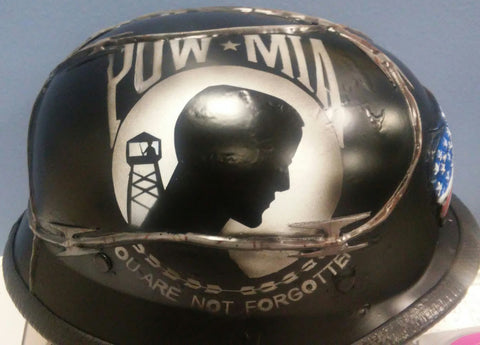 german world war 2 motorcycle helmets World War 2 German vintage POW MIA TRIBUTE harley helmet – Brock Black Customs