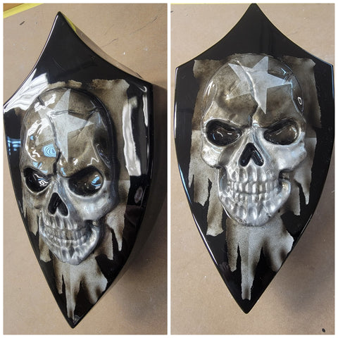 Harley-Hupe 3D-Totenkopf mit zerfetzter Texas-Flagge