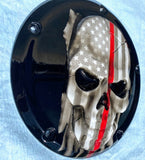 Harley American flag skull with Firefighter Theme flag
