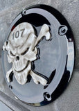 3D skull and crossbones Harley Derby cover