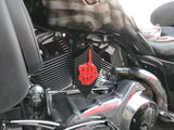<transcy>Cubierta de cuerno de Harley con temática de bombero de bandera americana andrajosa 3D</transcy>