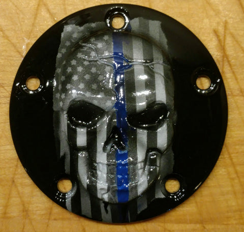 Thin Blue line American flag skull harley points cover