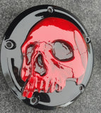 Harley Davidson derby cover and point covers of twisted red skull