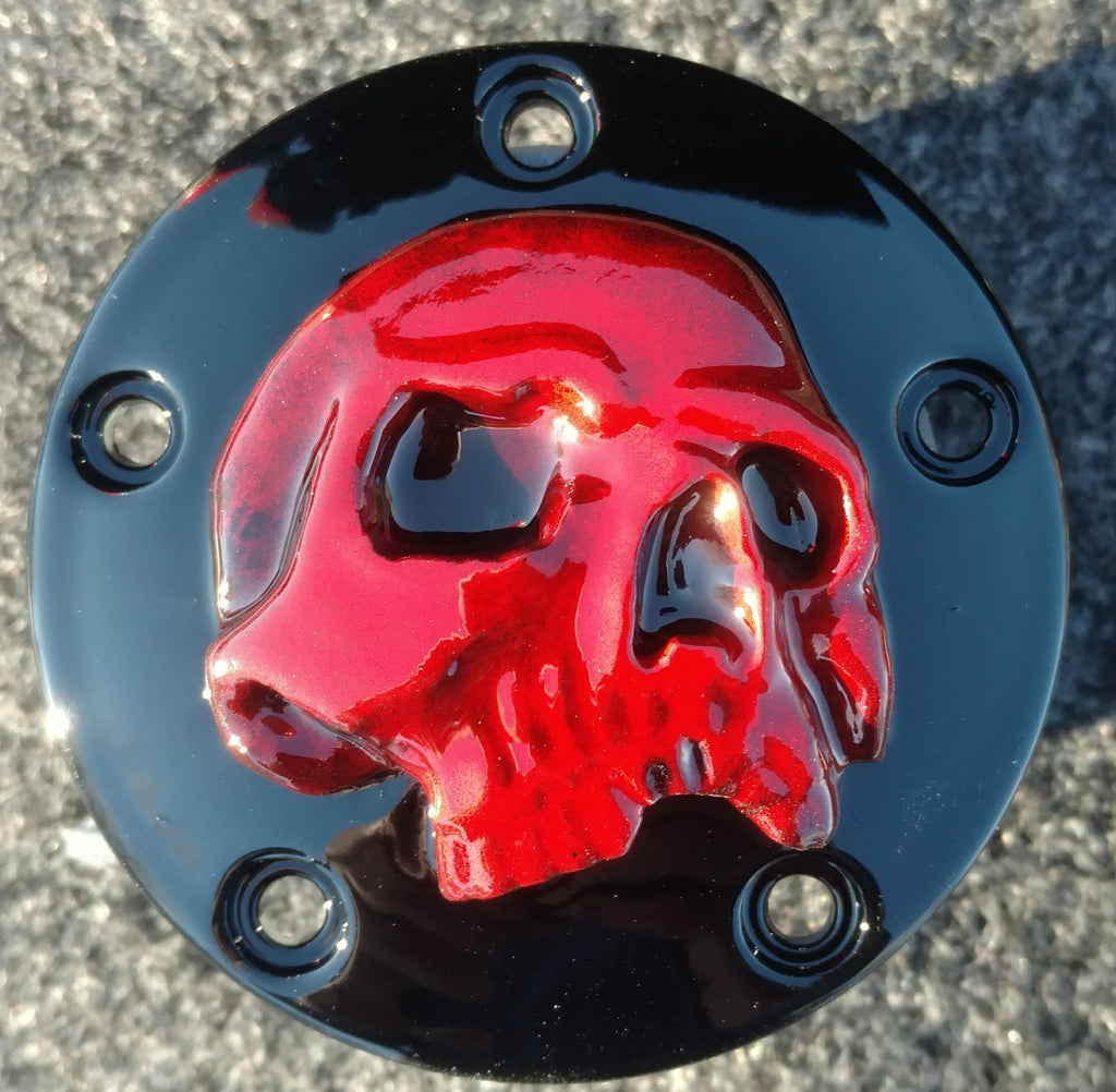 Harley Davidson point covers of twisted red skull – Brock Black Designs