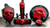 Harley Davidson derby cover and point covers of twisted red skull