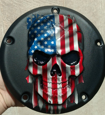 American flag skull harley derby cover