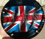 british flag with veteran on a harley derby cover