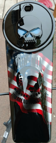 Harley skull logo with American flag console