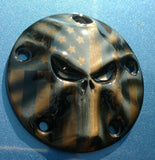 American Flag Punisher harley davidsion derby cover and points cover