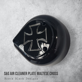 S&S teardrop air cleaner cover plate Maltese cross