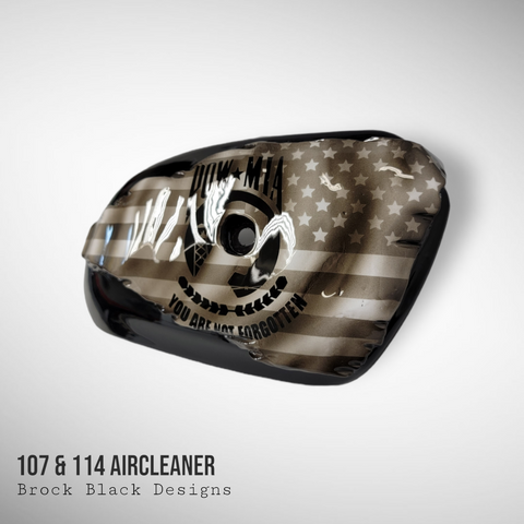 Tattered American flag with POW MIA Tribute air cleaner