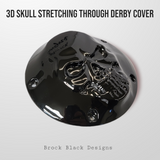 3D skull stretching through Harley derby cover