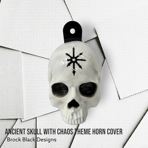 3D ancient skull chaos symbol horn cover