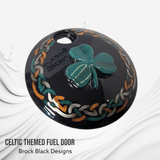 3D clover with Celtic design Harley fuel door