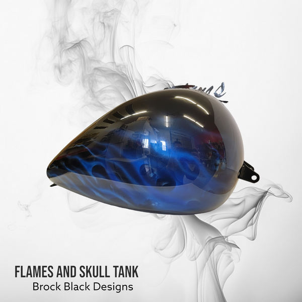 Harley Flamed Tank – Brock Black Customs