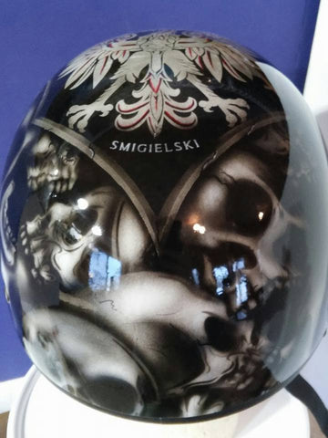 eagle design motorcycle helmet Custom Polish Eagle with skulls theme helmet – Brock Black Customs