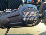 3D zerfetzt Thin Blue Line Harley Derby Cover flacher Hintergrund